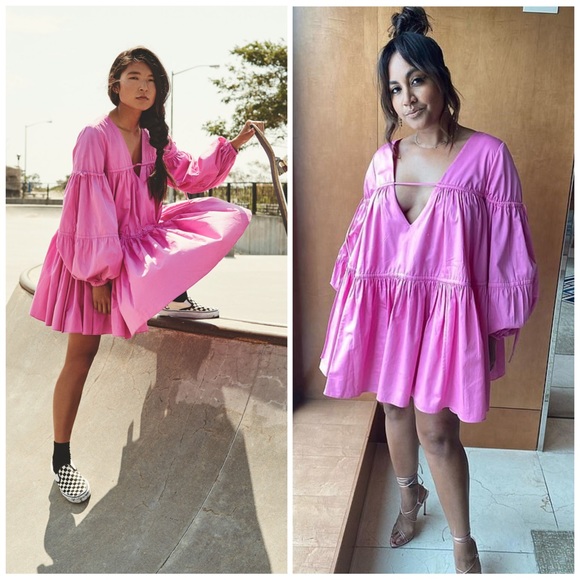 Aje Overture Gathered Smock Puff Sleeve Mini Dress Size 10 US - Picture 3 of 11